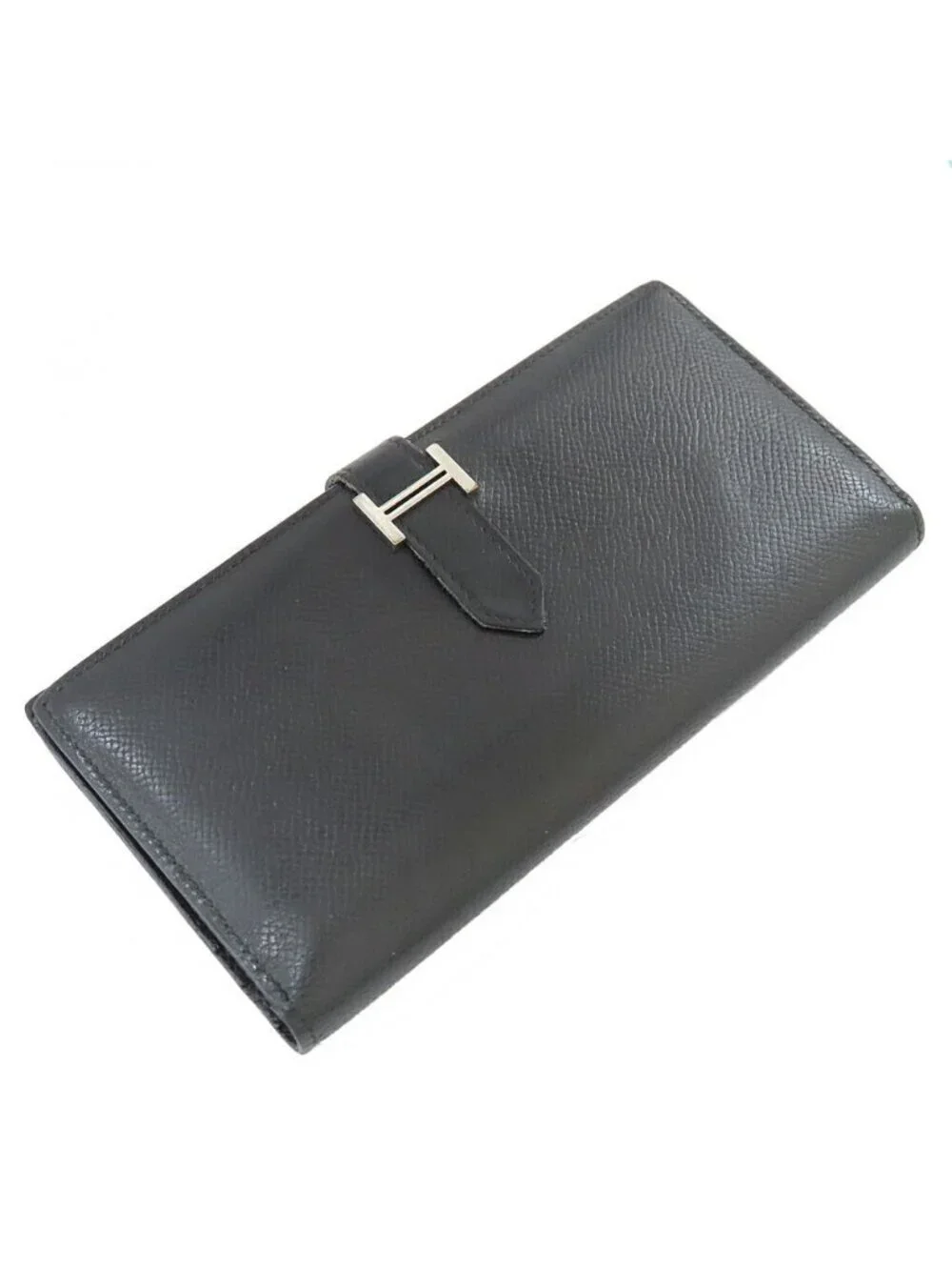 Hermes Bearn Souffle Veau Epsom Black Silver Wallet